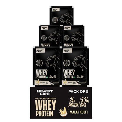 Pro Concentrate Whey Protein Malai Kulfi  (Pack of 5 Sachets) (165g)