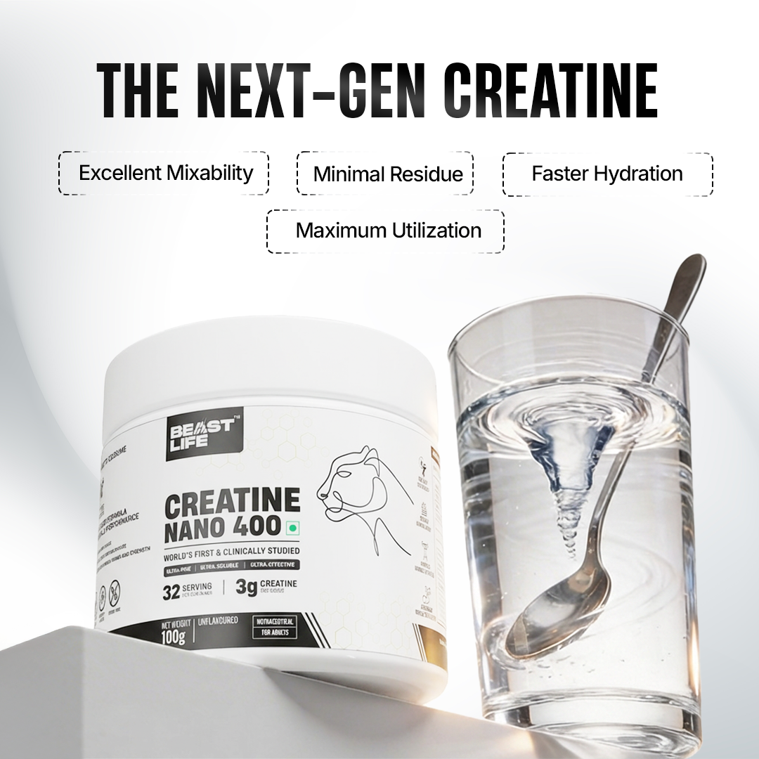Combo pack | Creatine Nano 400 | Unflavoured | 100 g + Preworkout | Fruit Punch | 105 g