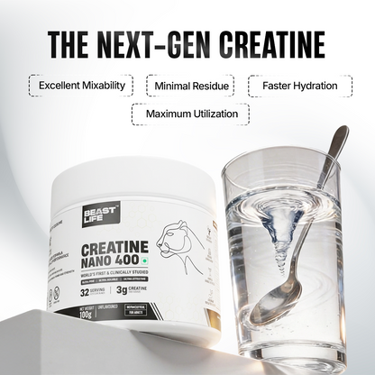 Combo pack | Creatine Nano 400 | Unflavoured | 100 g + Preworkout | Fruit Punch | 105 g