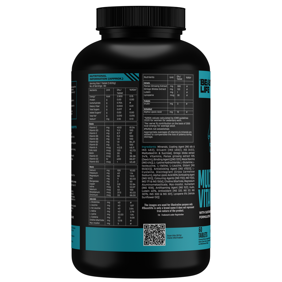 Beastlife Multivitamins with Sustained Release Technology | 60 N