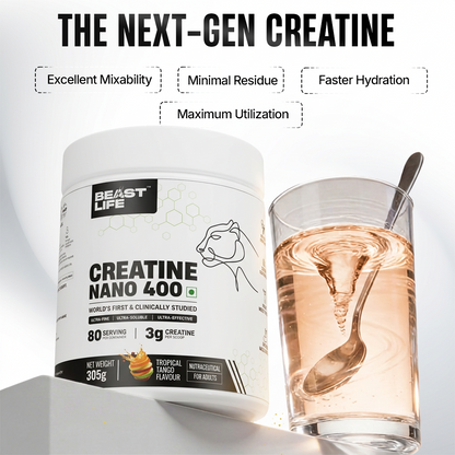 World’s First Creatine Nano 400 | Finest & Fastest Absorbing | 2X Strength | Tropical Tango | 305G