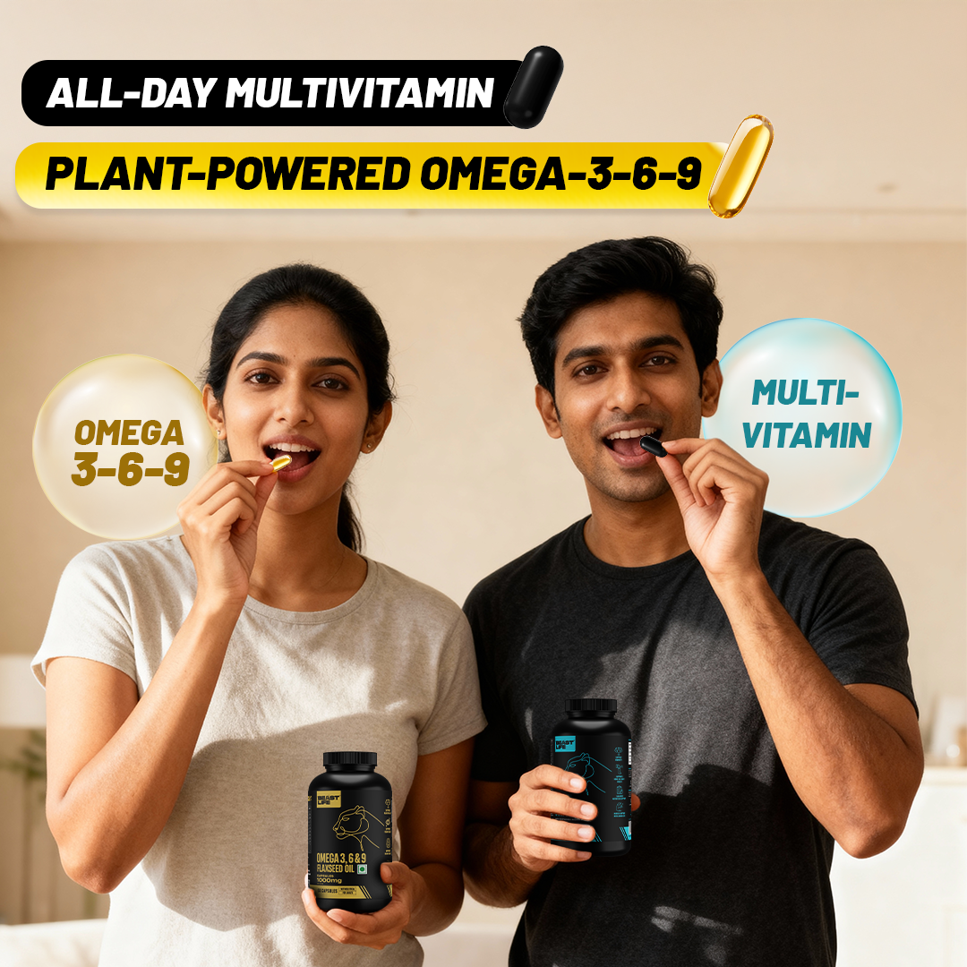 BeastLife Daily Essentials Pack | 360° Nutrition Support Combo | Multivitamin 60 N + Veg Omega 60 N