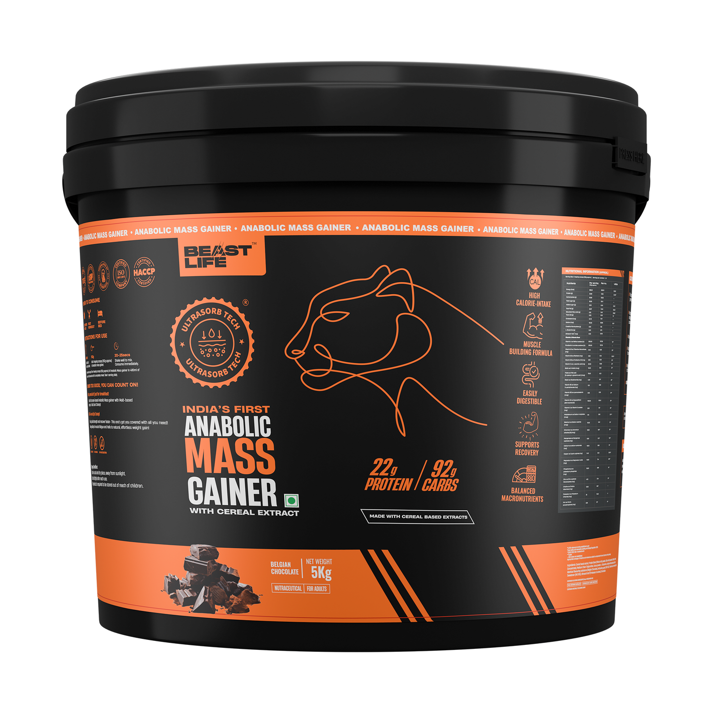 Anabolic Mass Gainer with Ultrasorb Tech (No Maltodextrin) | 5kg