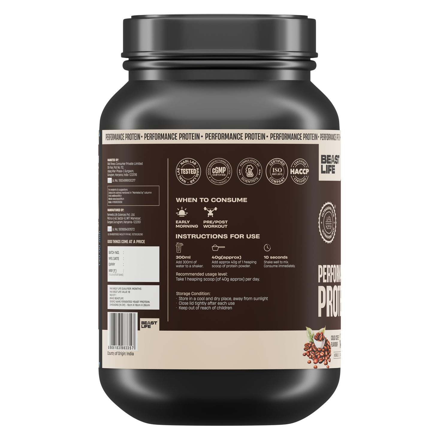 Performance Fermented Yeast Protein with Ultrasorb Tech | 1kg | Cold Coffee