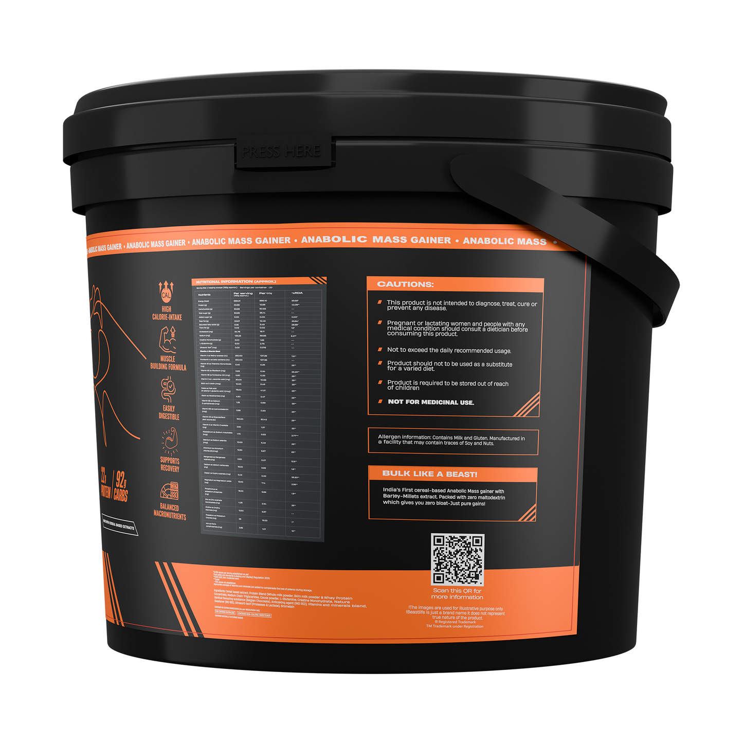 Anabolic Mass Gainer with Ultrasorb Tech (No Maltodextrin) | 5kg