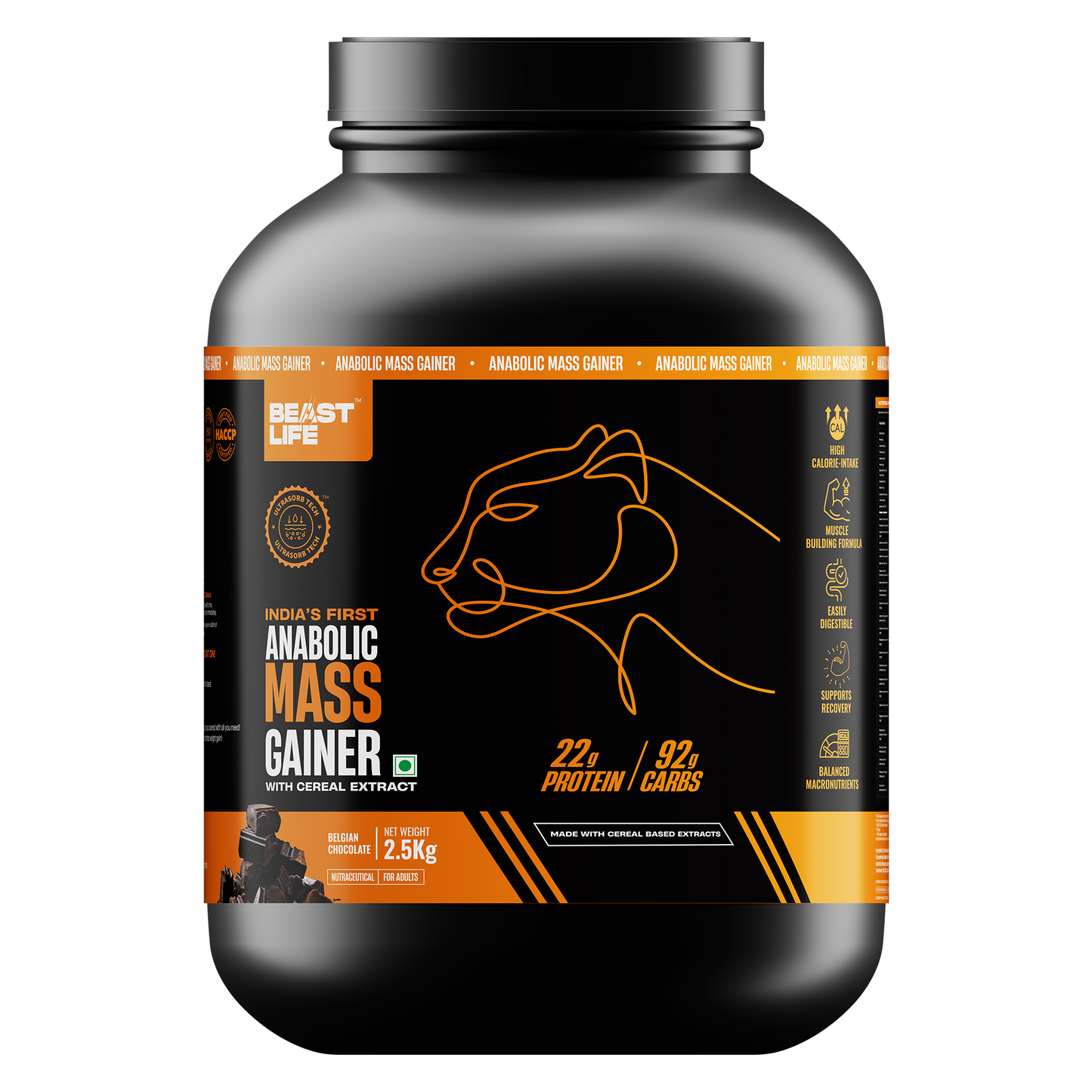 Anabolic Mass Gainer with Ultrasorb Tech (No Maltodextrin) | 2.5kg
