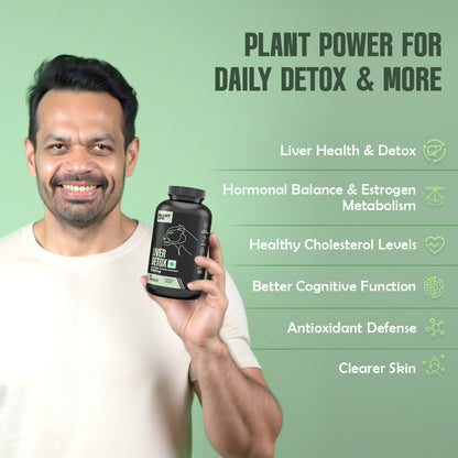 Liver Detox Supplement with Milk Thistle Extract 500mg | Added Multivitamins & Amino Acid with Natural Detoxification Formula | Liver Support Supplement (60 Veg Tablets) 60N