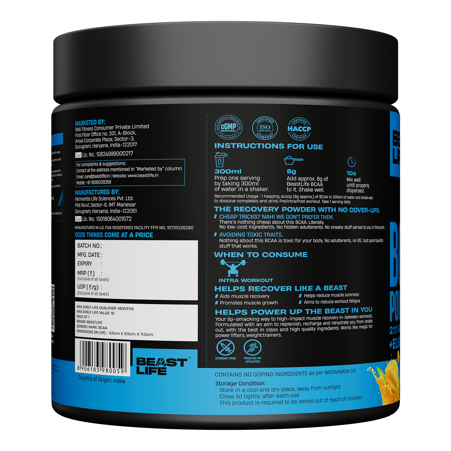 Beast Recovery BCAA | Mango | 240G
