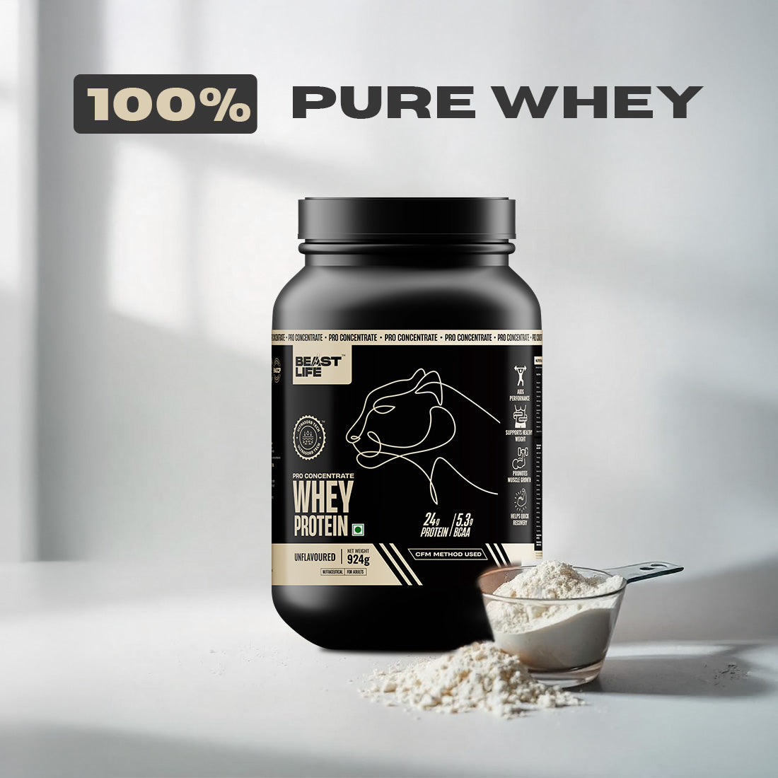 Pro Whey Protein with Ultrasorb Tech | 924gm | Unflavoured