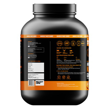 Anabolic Mass Gainer with Ultrasorb Tech (No Maltodextrin) Strawberry Banana | 2.5kg