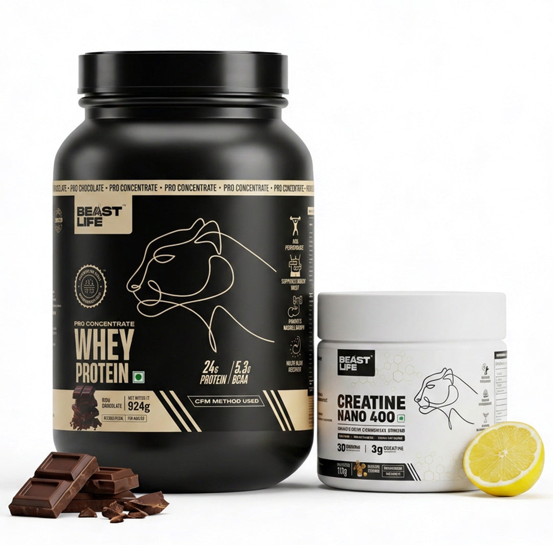 Combo pack | Creatine Nano 400 | Shikanji | 115 g + Pro Conc. whey protein | Rich chocolate | 924 g