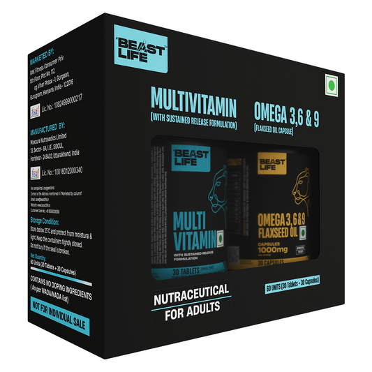 BeastLife Daily Essentials Pack | Multivitamin 30N + Veg omega 30N | 360° Nutrition Support Combo