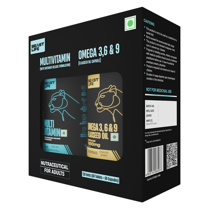 BeastLife Daily Essentials Pack | 360° Nutrition Support Combo | Multivitamin 60 N + Veg Omega 60 N