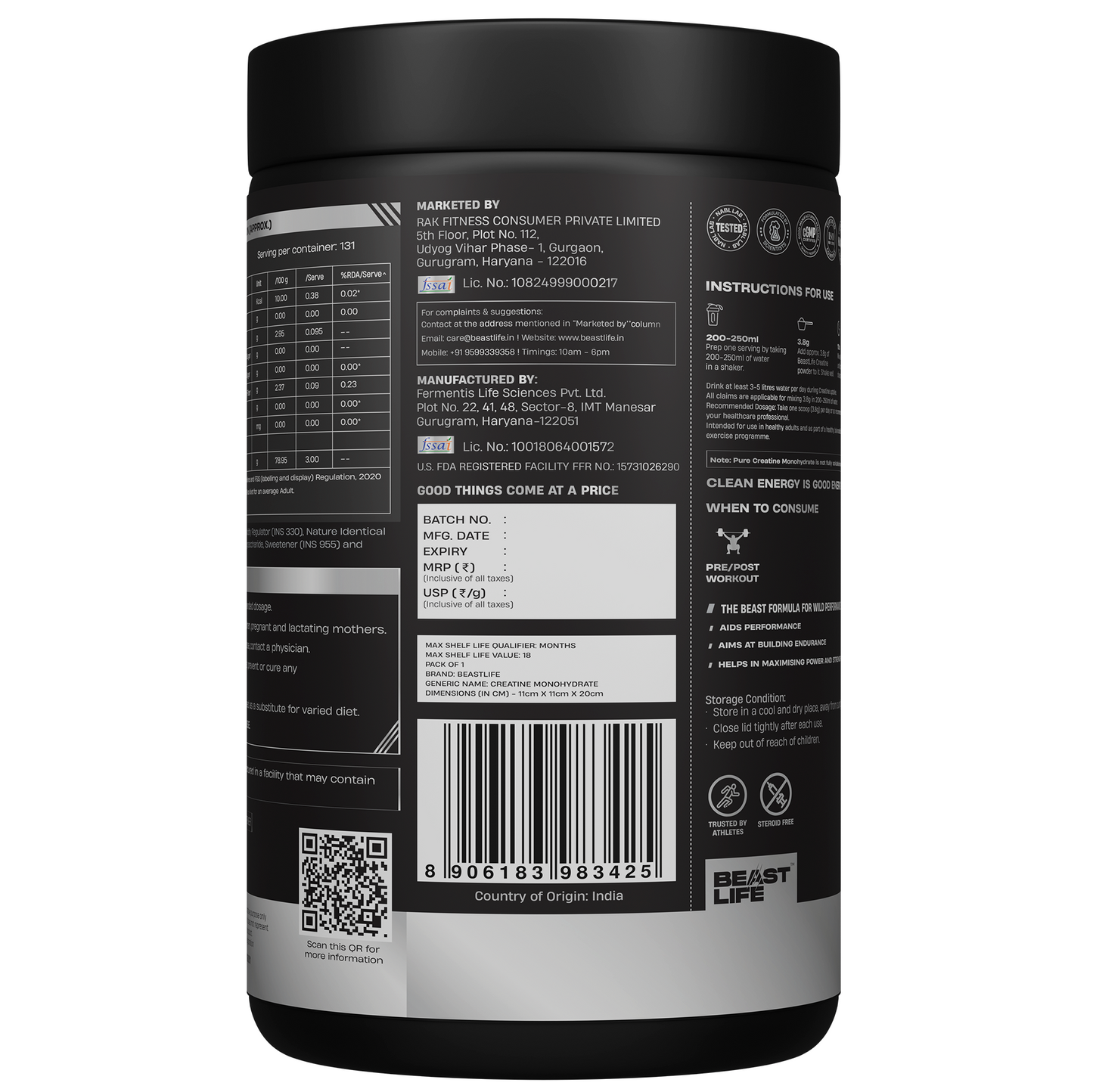 Creatine Monohydrate | Peach | 500 g
