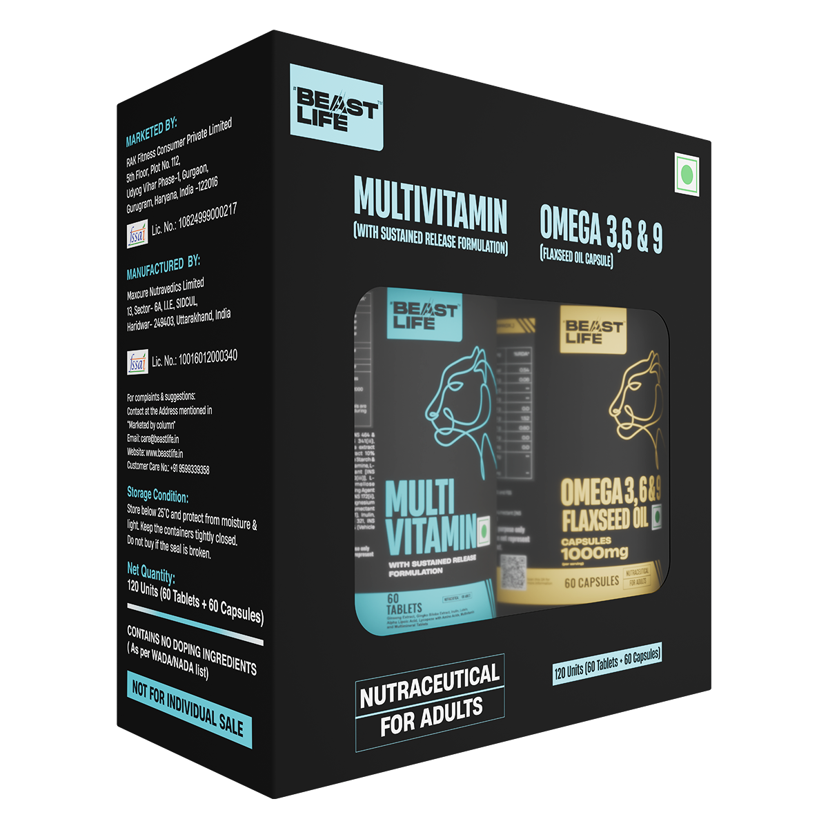 BeastLife Daily Essentials Pack | 360° Nutrition Support Combo | Multivitamin 60 N + Veg Omega 60 N
