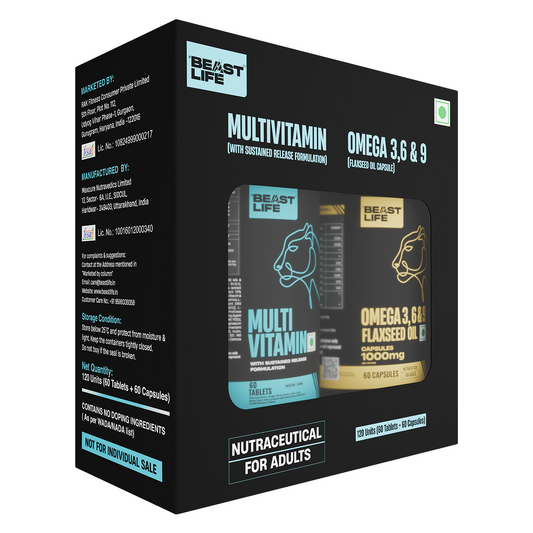 BeastLife Daily Essentials Pack | 360° Nutrition Support Combo | Multivitamin 60 N + Veg Omega 60 N