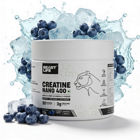 World’s First Creatine Nano 400 | Finest & Fastest Absorbing | 2X Strength | Blueberry | 115G
