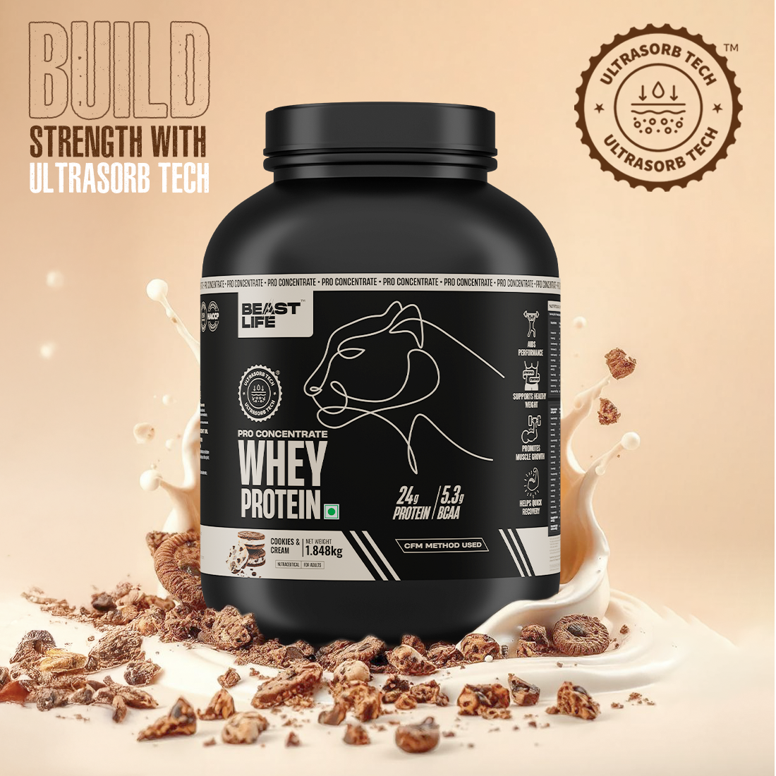 Pro Concentrate Whey Protein Cookies & Cream 1848g