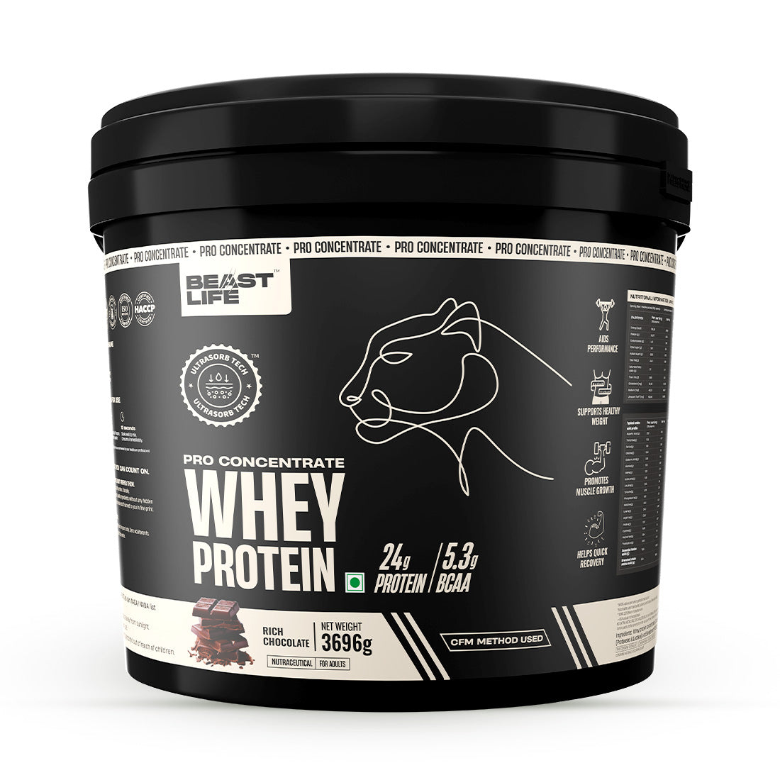 Pro Concentrate Whey Protein Rich Chocolate (3696g) | Free Gym Bag and Shaker