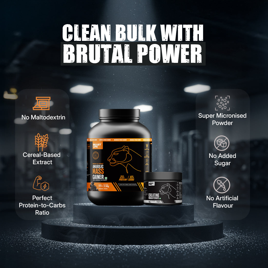 Anabolic Mass gainer 2.5kg (Belgian Chocolate) + Creatine monohydrate Unflavoured 100g