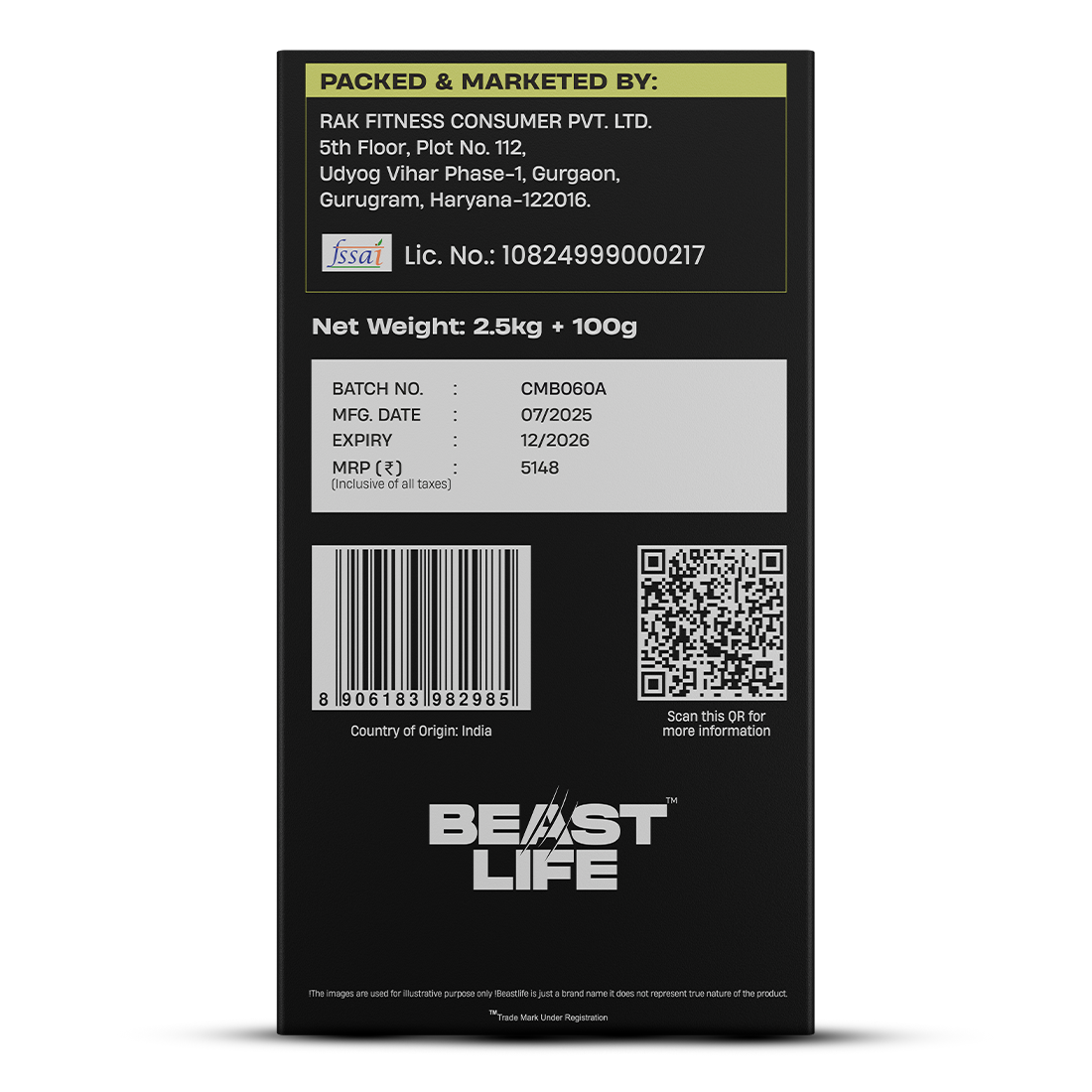 Anabolic Mass gainer 2.5kg (Belgian Chocolate) + Creatine monohydrate Unflavoured 100g