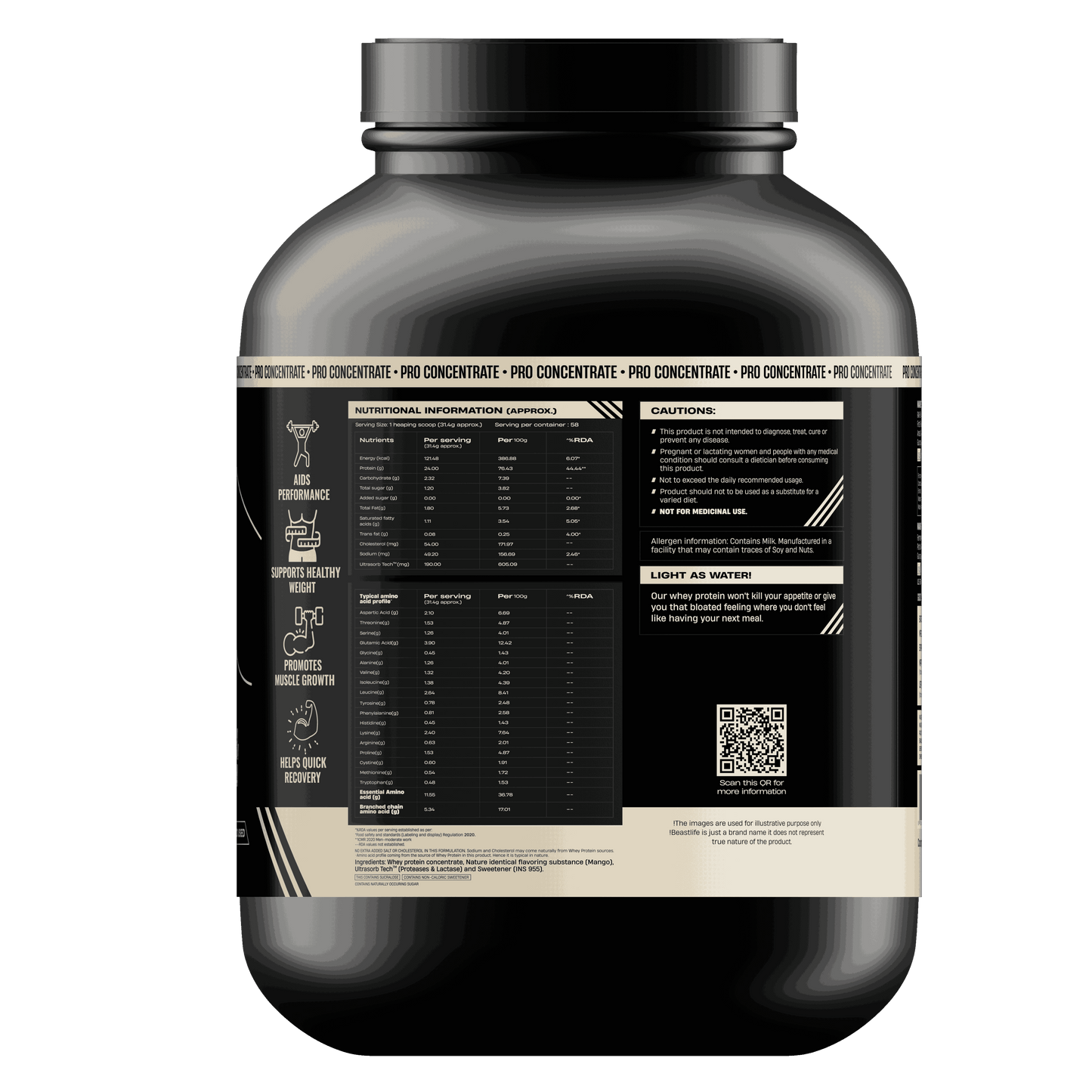 Pro Concentrate Whey Protein with Ultrasorb Tech | 1848gm | Mango
