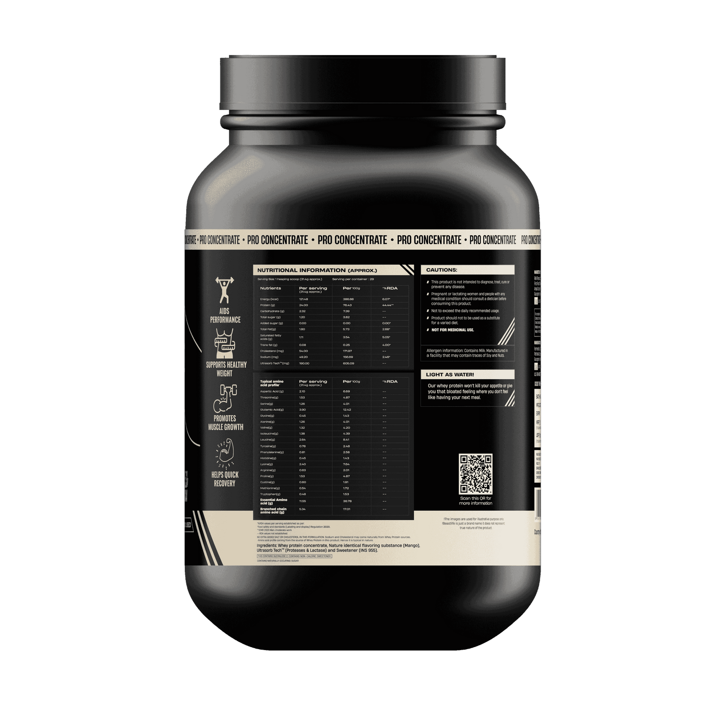 Pro Concentrate Whey Protein with Ultrasorb Tech | 924gm | Mango