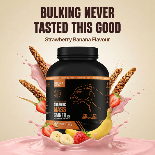 Anabolic Mass Gainer with Ultrasorb Tech | No Maltodextrin | Strawberry Banana | 2.5 kg