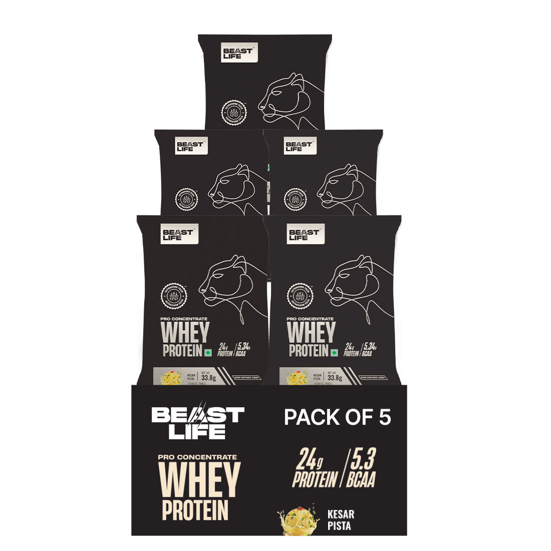 Pro Whey Protein Kesar Pista Travel (Pack of 5) sachets