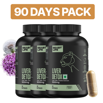 Liver Detox Supplement with Milk Thistle Extract 500mg | 90 Days