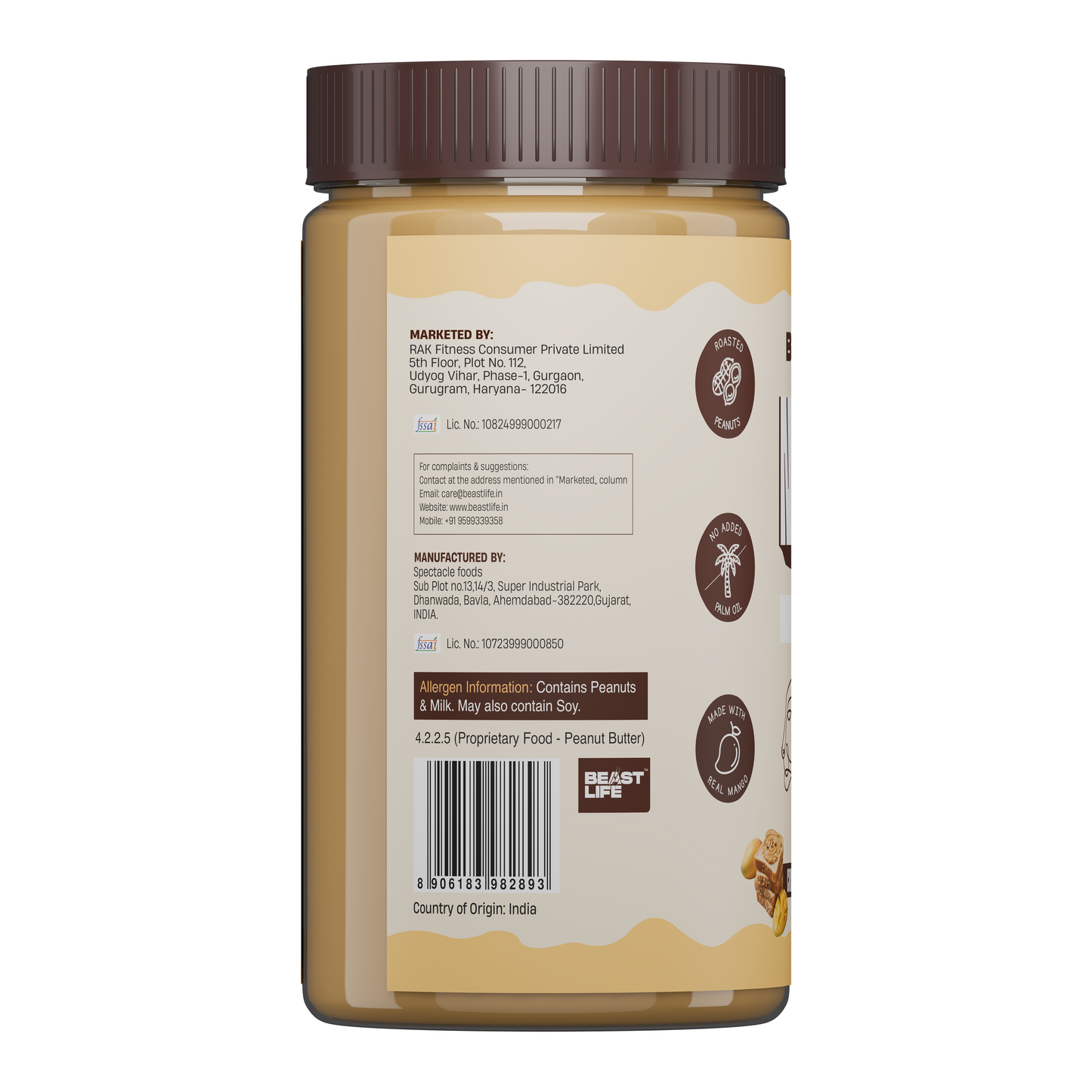 Beastlife Peanut Butter Creamy Mango 800g