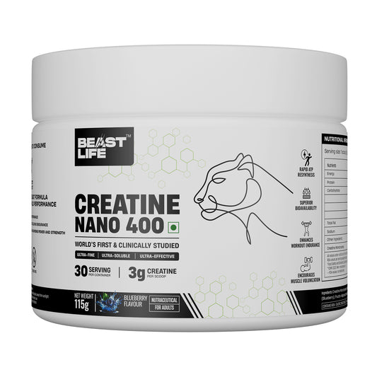 World’s First Creatine Nano 400 | Finest & Fastest Absorbing | 2X Strength | Blueberry | 115G