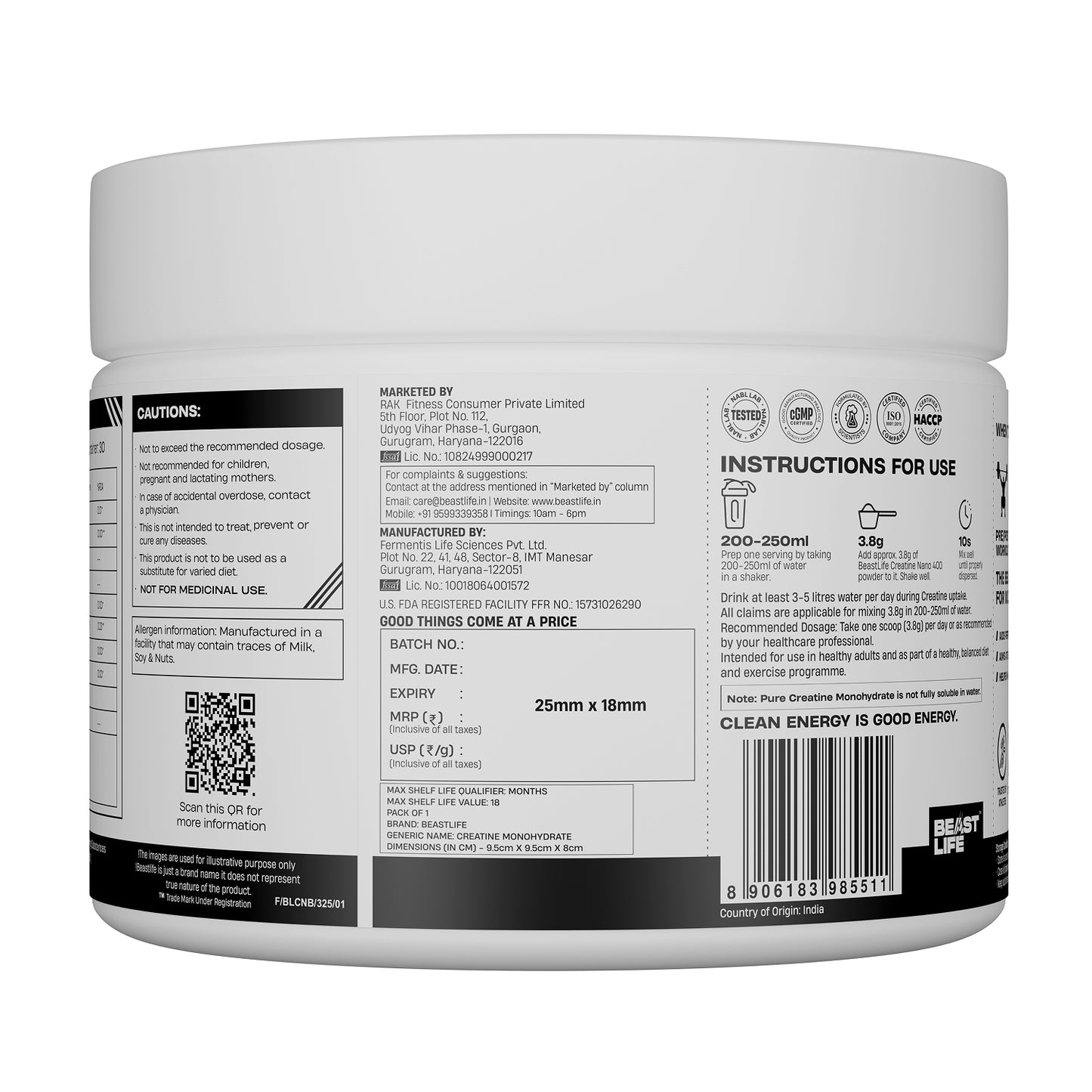 World’s First Creatine Nano 400 | Finest & Fastest Absorbing | 2X Strength | Blueberry | 115G