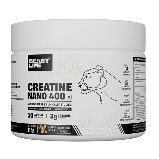 World’s First Creatine Nano 400 | Finest & Fastest Absorbing | 2X Strength | Shikanji | 115G