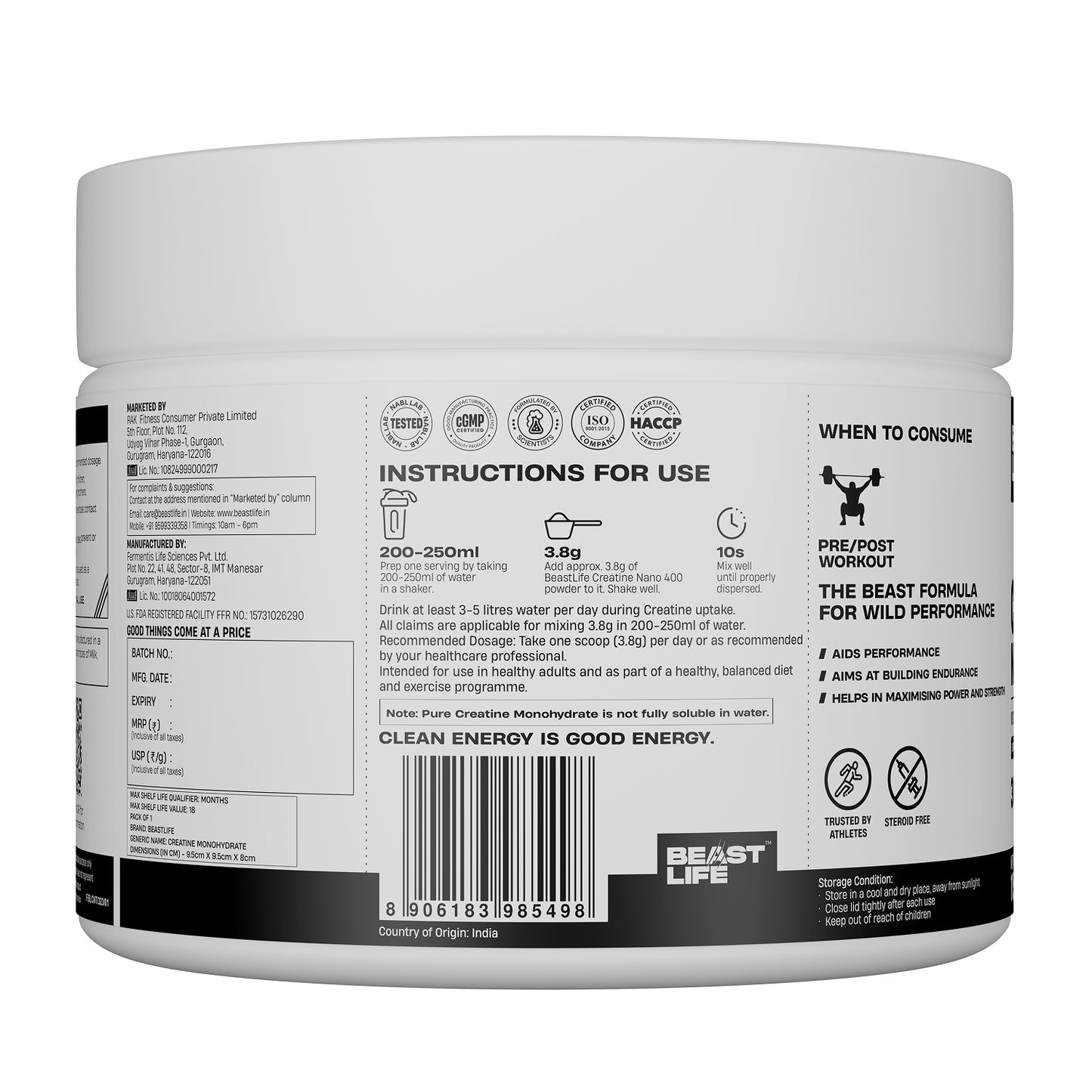 Combo pack | Creatine Nano 400 | Tropical Tango | 115 g + Preworkout | Fruit punch | 105 g
