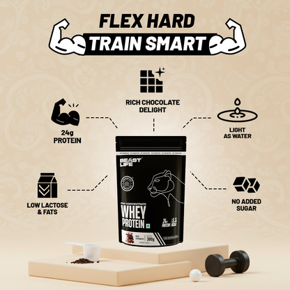 The Beast Box - 300g Pro Concentrate Whey Protein Rich Chocolate, Creatine Monohydrate Unflavoured 100g , Gym Bag, Shaker 750ml