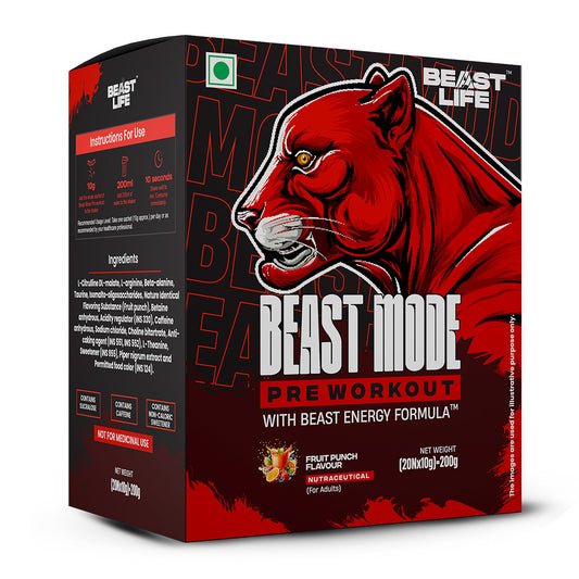 Beast Mode Pre Workout With Beast Energy Formula (Fruit Punch)