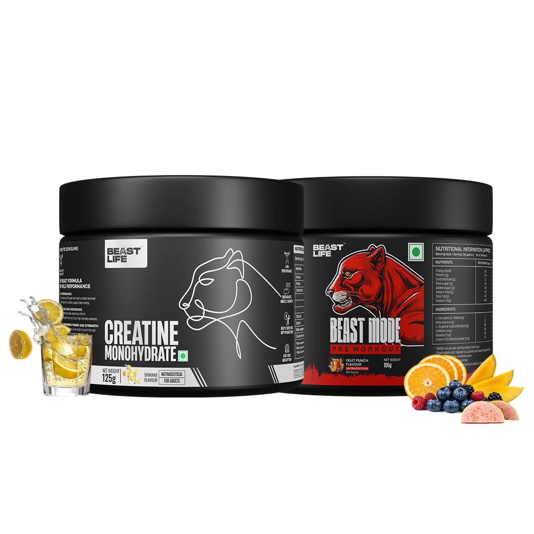 PRE WORKOUT FRUIT PUNCH 105G + CREATINE MONOHYDRATE SHIKANJI 125G