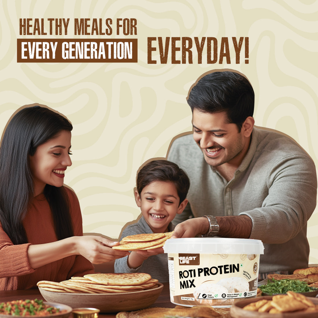 BeastLife ROTI PROTEIN 1 KG (ROTI 2.0) | 66 Servings