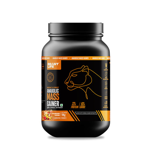 Anabolic Mass Gainer with Ultrasorb Tech (No Maltodextrin) Strawberry Banana | 1kg