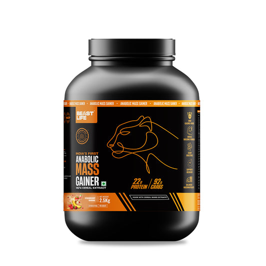 Anabolic Mass Gainer with Ultrasorb Tech (No Maltodextrin) Strawberry Banana | 2.5kg