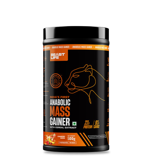 Anabolic Mass Gainer with Ultrasorb Tech (No Maltodextrin) Strawberry Banana | 500g