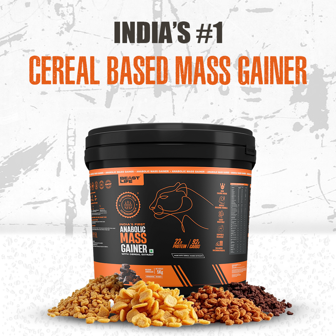 Anabolic Mass Gainer with Ultrasorb Tech (No Maltodextrin) | 5kg