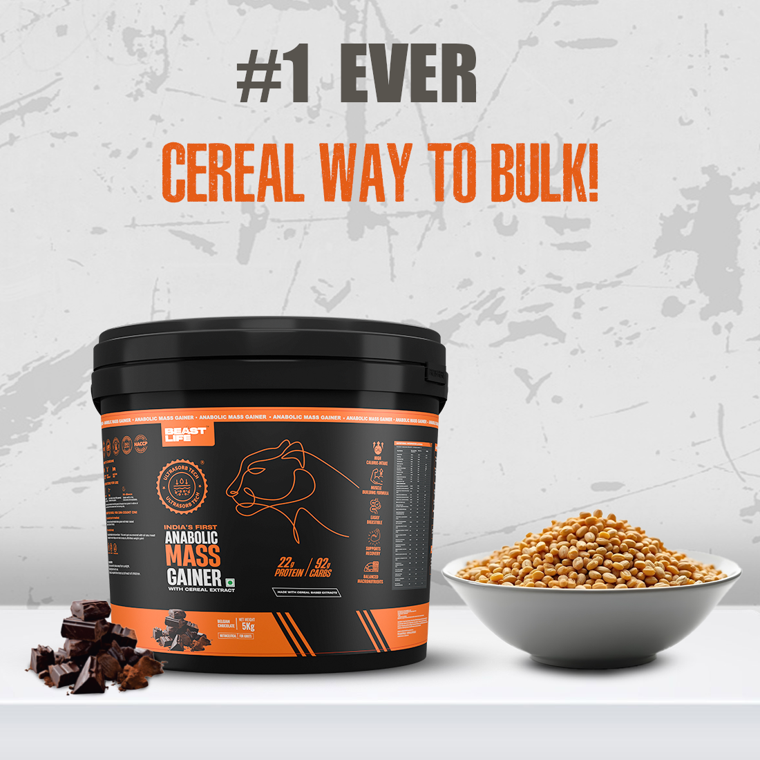 Anabolic Mass Gainer with Ultrasorb Tech (No Maltodextrin) | 5kg