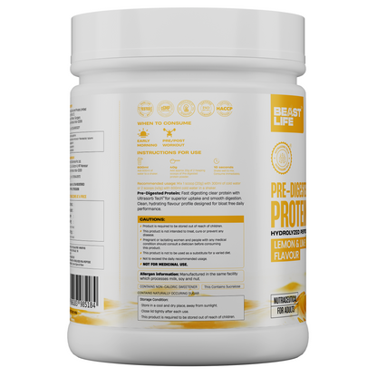 Pre-Digested Hydrolyzed Pea Protein Lemon & Lime flavour 500g