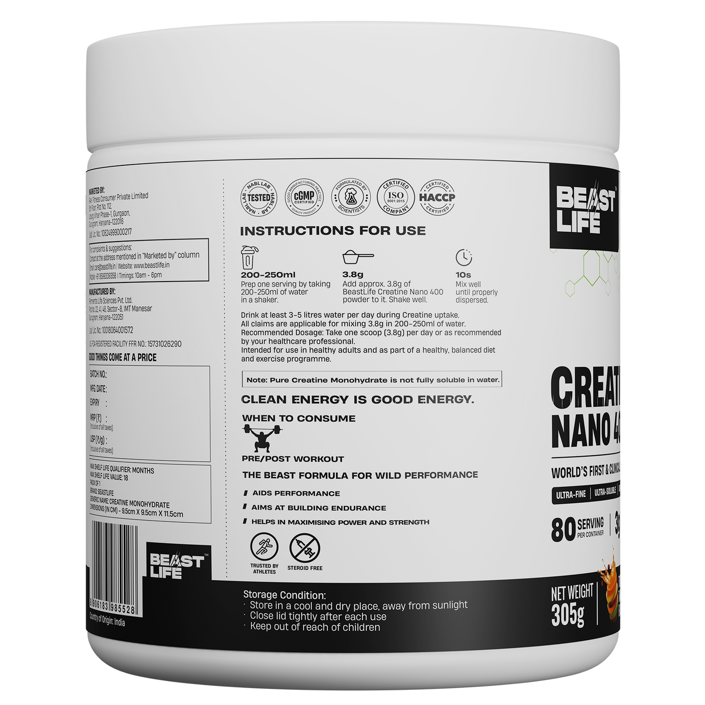 World’s First Creatine Nano 400 | Finest & Fastest Absorbing | 2X Strength | Tropical Tango | 305G