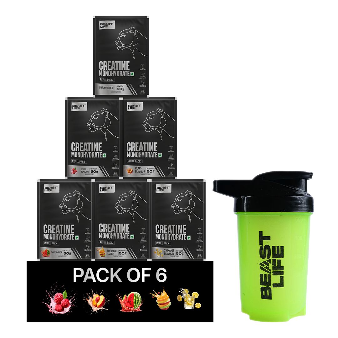 Creatine Combo | 6 Sachets × 50g Each | 500ml Shaker
