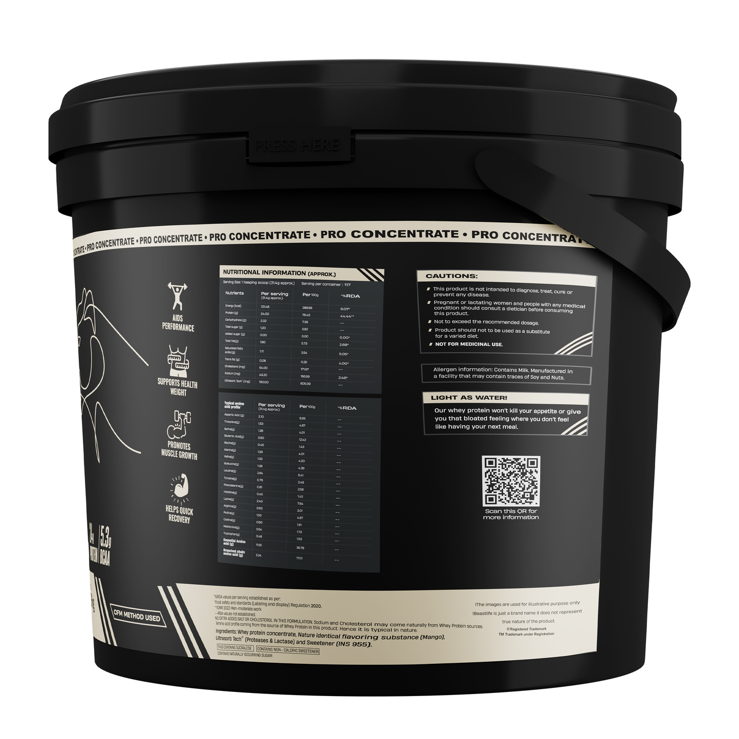 Pro Concentrate Whey Protein with Ultrasorb Tech | 3696gm | Mango