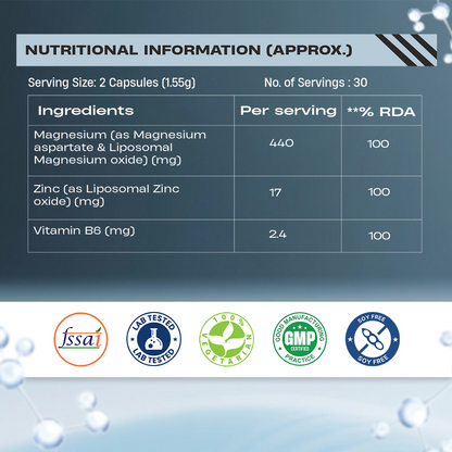 Liposomal ZMA+ | Zinc, Magnesium Complex with Vitamin B6 30N