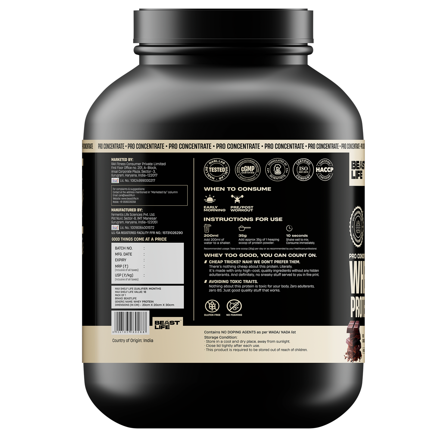 Pro Concentrate Whey Protein with Ultrasorb Tech | 1848gm | Rich Chocolate